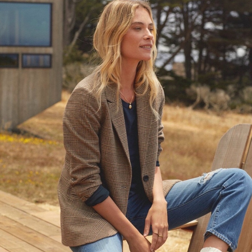 Outerknown wool plaid blazer